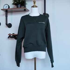 Minimalist Zara Mixed-Media Sweatshirt in Dark Green
